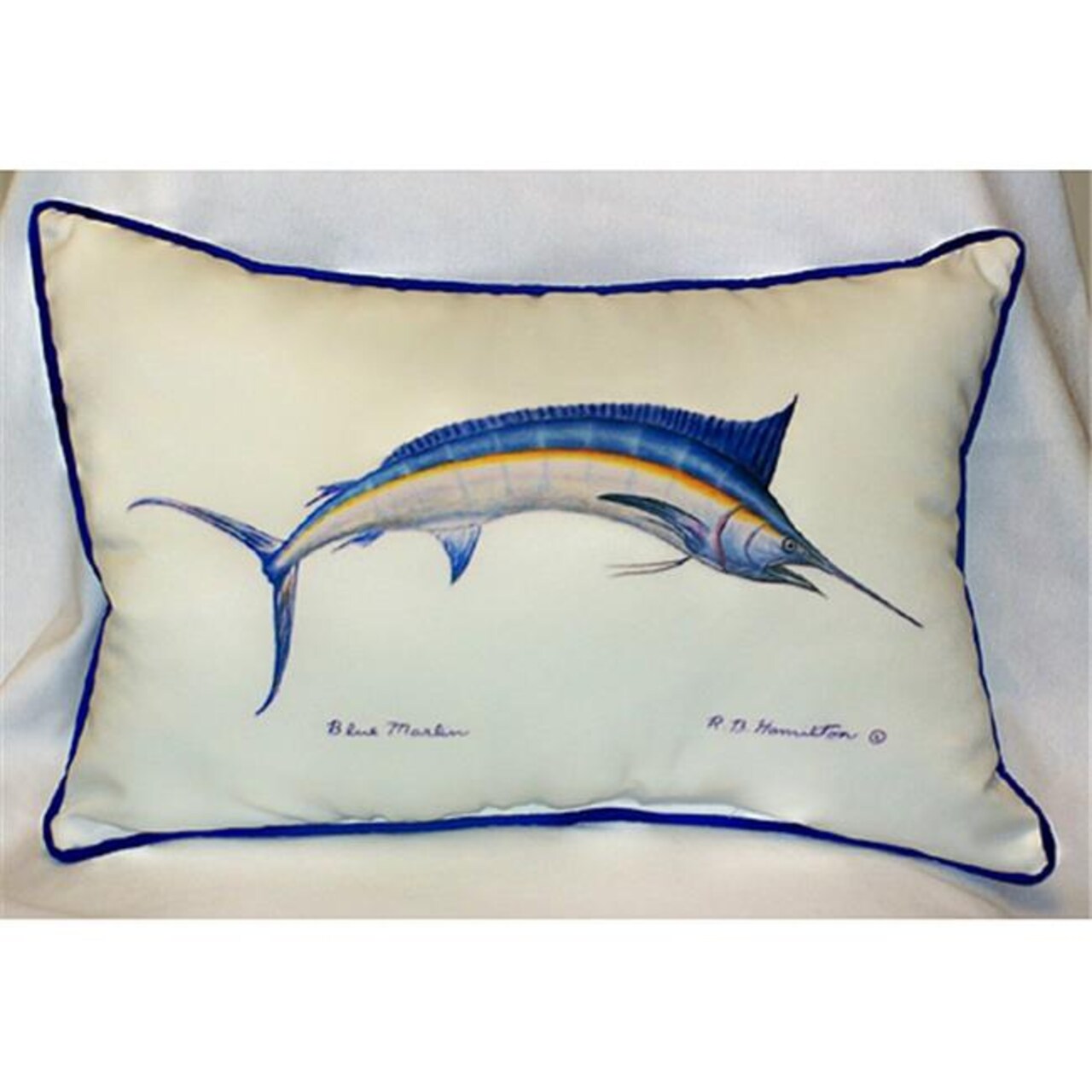 Betsy Drake HJ015 Blue Marlin Art Only Pillow 15&#x22;x22&#x22;